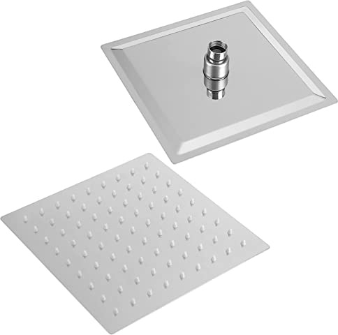 Quadratischer Regenduschkopf, 20,3 x 20,3 cm, moderner Regenduschkopf aus Edelstahl mit selbstreinigenden Silikondüsen, leicht zu reinigender Hochdruckbrause für das Badezimmer