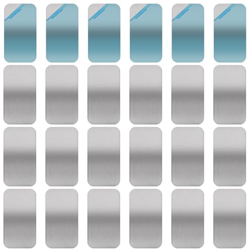 Qianyu 24 placas de metal autoadhesivas, juego de placas de metal para imanes, rectangulares, muy finas, placa de metal para teléfono móvil, placa de metal con lámina adhesiva, discos de metal para