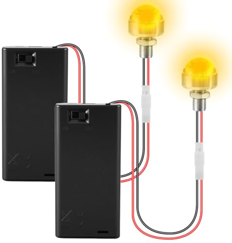 Joycabin 2 Stück Mini LED Leuchten für Puppenhäuser mit AA-Batteriehalter | Miniatur LED Lichter für Puppenhäuser,Vitrinen und Miniaturmodelle mit AA-Batteriehalter, ideal für DIY-Beleuchtung, Warmweiß