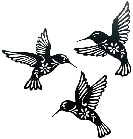 Wanddeko Metall Schwarz Wanddekoration Kolibris Outdoor Metallbilder | Wanddeko Balkon Esszimmers Schlafzimmer Küche Garten Flur Badezimmer Wohnzimmers, Wandkunst Moderne Dekorationen