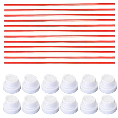 Ousuwo 12 Pack White Spray Can Nozzles with Long Capillary Tubes, Replacement Spray Heads with Extension Straws, Universal Aerosol Can Attachments for DIY, Painting & Cleaning Projects