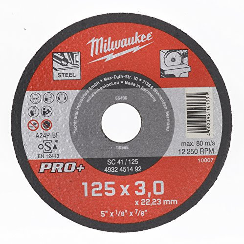 Milwaukee 4932451492 Metal Cutting Disc, 125 mm, Silicon Carbide, Medium Grit, Compatible with Angle Grinder