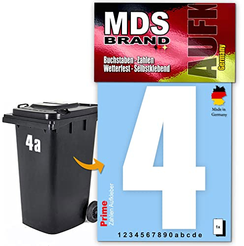 MDS Brand Prime 15cm Zahlen Aufkleber Klebezahlen Selbstklebend Hausnummer Aufkleber Weiss (4)