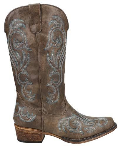 ROPER Stivali casual Riley punta rotonda da donna, con tacco basso, altezza a metà polpaccio, 2,5-5,1 cm - nero, Marrone, 39 EU