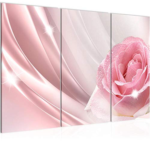 Runa Art Fiori Rose Quadri Soggiorno Grande Rosa Abstract Vintage 120 x 80 cm 3 Pezzi Decorazione Murale 201031a