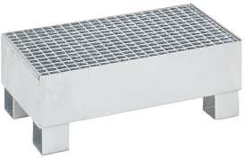 eurokraft | Auffangwanne für 60 l | LxBxH 800 x 500 x 290 mm | mit Zulassung | feuerVerzinkt | mit Gitterrost
