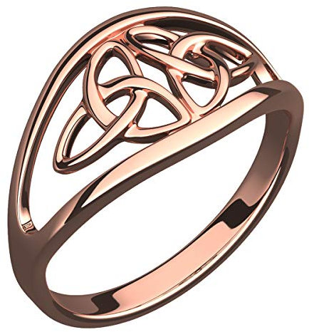 GWG Jewellery Bague avec Croix De Double Nœud Trinité Celtique Triquetra en Argent Sterling Plaqué en Or Rose 18k – 7 dans Boîte Cadeau pour Femme