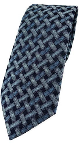 TigerTie Designer Krawatte in mint blau schwarz - Motiv Flechtmuster