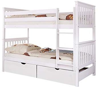 TiCAA Etagenbett Sammy Kiefer Weiß