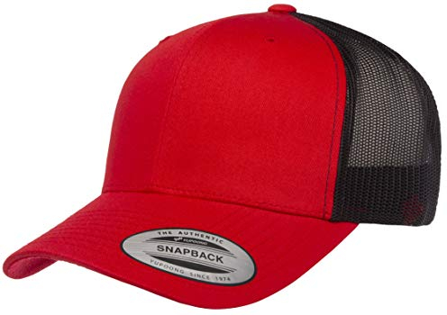 Yupoong Unisex Single Trucker-Mütze, Rot/Schwarz, Einheitsgröße