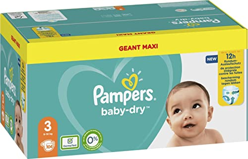 Pampers - Baby-dry Windeln, Große 3-104 Stücke