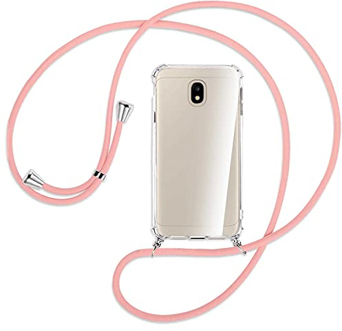 mtb more energy® Handykette kompatibel mit Samsung Galaxy J3 2017 (SM-J330, 5.0'') - rosa - Smartphone Hülle zum Umhängen - Anti Shock Full TPU Case