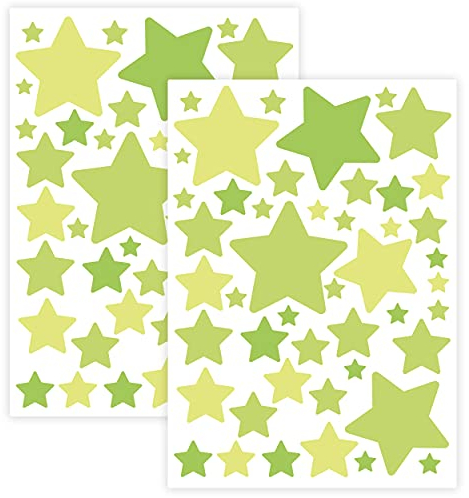 WANDKIND Sternen Set Wandtattoo für Babyzimmer 94 Aufkleber im Set V281 Sticker Himmel Bunte Sternchen Wandaufkleber Kinderzimmer in verschiedenen Farben (Grün)