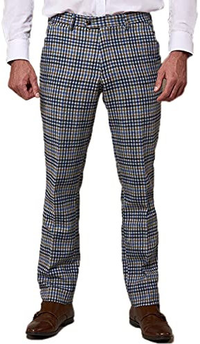 YAODAMAI Pantalon Slim à Carreaux pour Hommes d'automne Pantalons décontractés à la Mode Pantalons pour Hommes