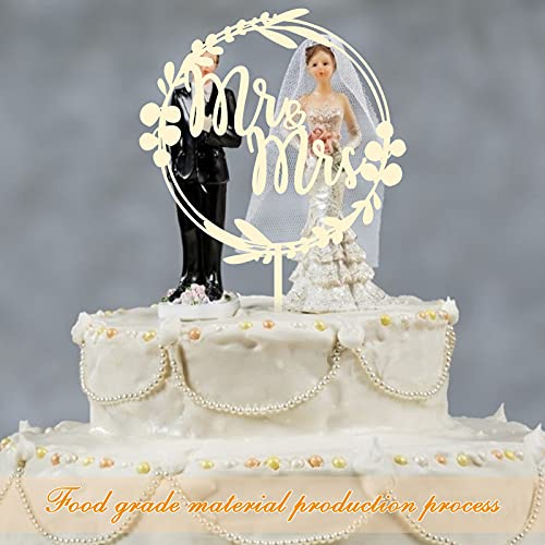 Cake Topper für Mann und Frau Happy Wedding Cake Party Supplies Dekoration Mr Mrs Marry Cake Topper (Nicht-gerade weiss,wood)