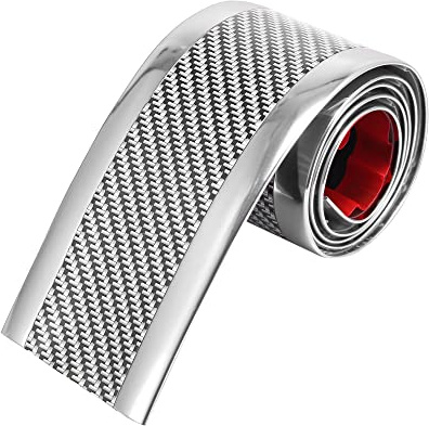 X AUTOHAUX 7cmx1 Meter Car Door Sill Protector Carbon Fiber Pattern Silver Tone