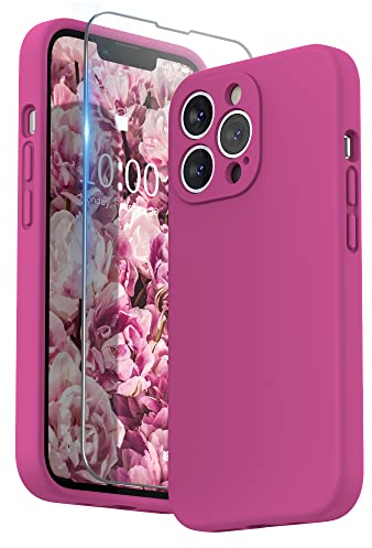 SURPHY Liquid Silicone Case for iPhone 13 Pro Case, Individual Protection for Each Lens Shockproof Rubber Full Body Thickened Design for iPhone 13 Pro 6.1 inch 2021, Hot Pink