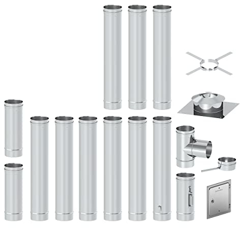 H&M Germany EW FU Edelstahl Sanierungsbausatz 10m Ø130mm 0,6mm Materialstärke Schornstein Kamin Einwandig Sanierung für gemauerten Kamin