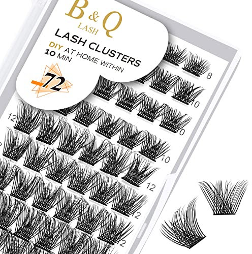 B&Q Cluster lashes 72 Clusters Lash Clusters Individual Lashes Mega Volume Eyelash Clusters DIY Lash Extensions Soft Fluffy Cluster Eyelash Extensions (B02-D-8-16MIX)