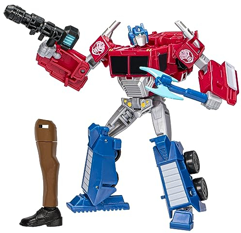 Transformers Toys EarthSpark Deluxe Class Optimus Prime, 12.5-cm Action Figure, Robot Toys for Children Aged 6 and Up