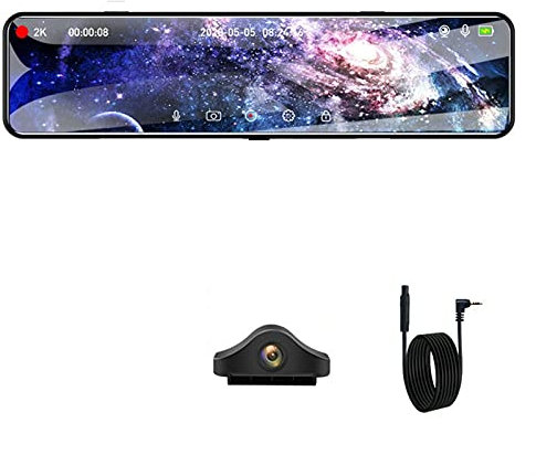 HODAGES Monitor A46 2K Car Dash Camera Mirror 12 Pulgadas Touch Driving Recorder Night Vision Dashcam DVR Compatible con GPS 1080P Sensor de cámara Trasera (Color Name : with Sony Rear Lens)