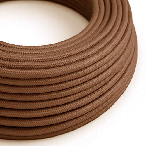 LEDSone Italian Light Brown Coloured 5 Meter Vintage 3 Core Round Electric Cable Fabric Covered Wire Italian Braided 0.75 mm Electrical Cable Flexible Wire for Lighting Other Appliances