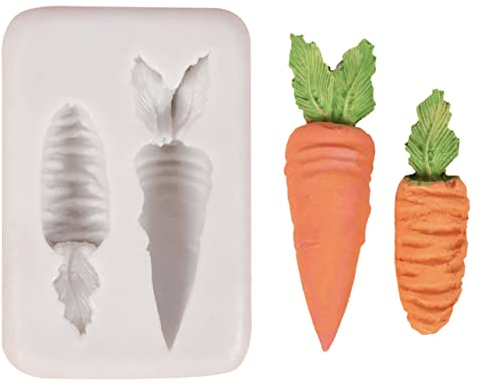 TTOA - Carrot Silicone Fondant Mould | Easter Icing Mould | 2 Cavity Sugar Craft Easter Carrot Mold