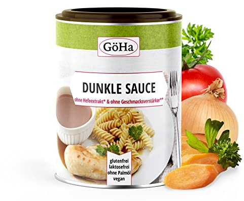 GöHa Dunkle Soße ohne Hefeextrakt/Bratensauce ohne Geschmacksverstärker/Leckere Sauce zu Braten/Sauce ohne Palmöl und Glutamat/Dunkle Soße glutenfrei und fettfrei (1x 450g)