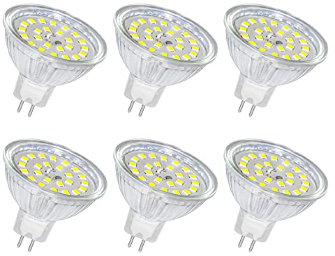 SCNNC MR16 Ampoule GU5.3 LED 12V 5W Blanc Froid 6000K, 500LM Non Dimmable, Equivalent à 50W Halogène, Ampoule Spot LED MR16 GU5.3 pour Plafonnier, Éclairage Paysager, 6 pièces