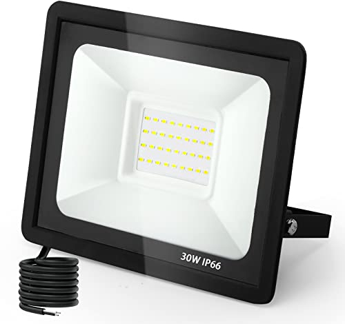 toobettp Projecteur LED Extérieur, 30W Spot LED Exterieur 3000LM Super Lumineux 6500K Blanc Froid Éclairage de Sécurité Extérieur IP66 Imperméable pour Garage Jardin Terrasse Parking