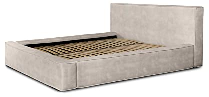 Siblo Bett 180x200 cm - Modern Polsterbett - Doppelbett mit Bettkasten und Lattenros - Salva - Kollektion - Robust Bett mit Stauraum - Bettgestell aus Holz - Sand