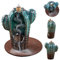 Yililay Brûleur d'encens Cactus en céramique Porte encens en céramique pour décoration intérieure (Cactus Bleu)