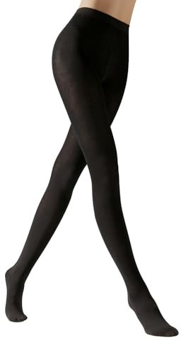 CALZITALY Leotardos De Lana Para Mujer, Medias De Cashmere, 150 Den | S, M, L, XL, XXL, 3XL, 4XL | Calcetería Italiana (XXL, Negro)
