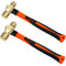 WEDO 2PCS Brass Ball Peen Hammer Set,8 oz + 12 oz, Brass Ball Pein Hammer Set Fiberglass Handle,Corrosion Resistant,Die-Forged,DIN Standard
