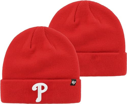 47 MLB Beanie-Mütze für Erwachsene, mit Bündchen und Bündchen, Team-Farbe, Einheitsgröße, Philadelphia Phillies Red, Einheitsgr��e