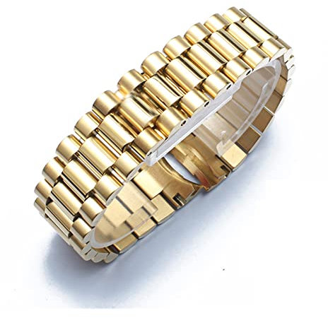 INEOUT Uhren-Band, das mit Rolex kompatibel ist DateJust Day-Datum-Austusterkäufer Datum Edelstahlbanduhr Zubehör 13 17 20 21mm Uhr Armband (Color : Gold, Size : 20MM_WITH LOGO)