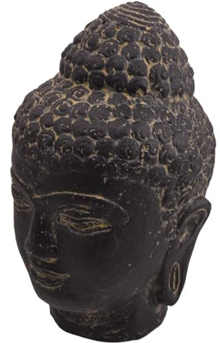 Stonox Stein Büste Buddha Howrah, Frostbeständige Gartenbüste, Wetterfeste Buddhismus Dekoration, Einzigartiges Gartenaccessoire, Antikgraue Patina Statue