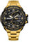 rorios Herren Elektronische Dual Display Uhr 5ATM wasserdichte Armbanduhr Digital Analog Quarz Uhren Multifunktional Militär Herrenuhren Edelstahl Armband Schwarz Gold B