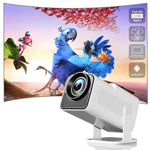 HIPPUS Mini Projecteur Portable 4K Full HD 1080P, Projecteur Home Cinema WiFi 6 Bluetooth 5.2, Correction Automatique du Trapèze, Compatible Android/HDMI/USB, Portable pour Film en Extérieur, Blanc