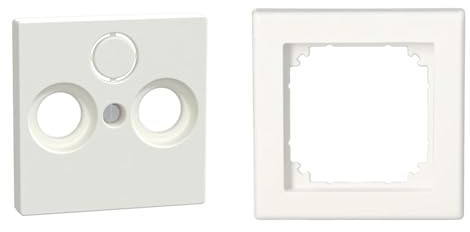 Schneider Electric Merten 296719 Zentralplatte & Merten 478119 M-SMART-Rahmen für Schalter und Steckdosen, 1fach, polarweiß glänzend, 1x M-Smart Rahmen