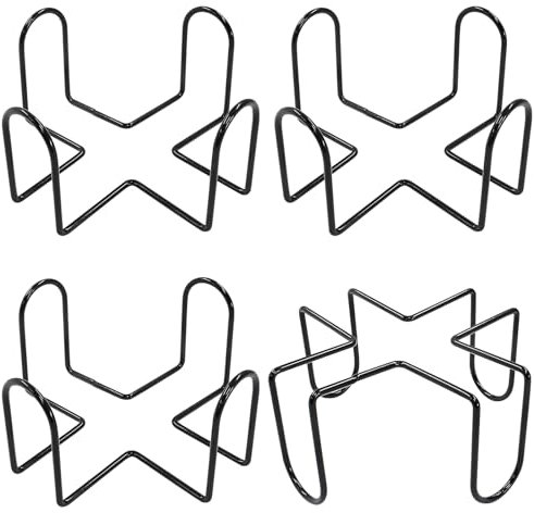 Hordion Lot de 4 porte-dessous de verre en métal noir de 11,4 cm pour ensembles de sous-verres carrés ou ronds, pour 4 à 7 sous-verres