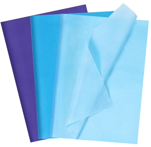 Larcenciel Seidenpapier Blau, 60 Blatt Bunt Seidenpapier Verpackungsmaterial für Geschenktüten & Geschenkverpackung, Packseide Seifenpapier für Weihnachten Neujahr Geburtstag Hochzeit Party (50x35CM)