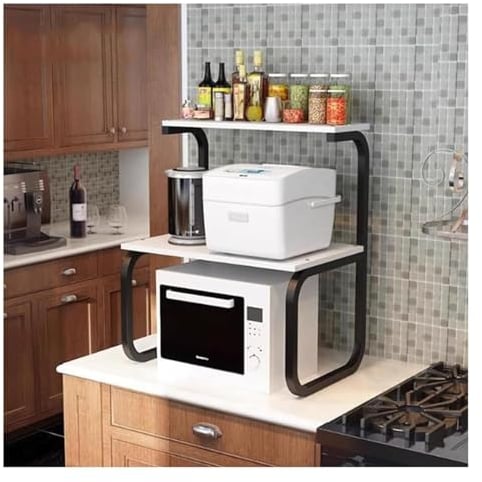 PHLEPS Scaffale per forno a microonde in legno, scaffale da cucina a 3 livelli da cucina salvaspazio organizer per condimenti rack da appoggio per stampanti sulla scrivania, supporto per mensola per