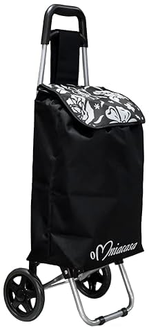 Omniacasa Schwarzer Trolley, zusammenklappbar, mit leichten Rädern, 25 Liter Fassungsvermögen und 20 kg Tragkraft, mit Reißverschluss, Aufbewahrungstasche aus wasserdichtem Polyester, robust und