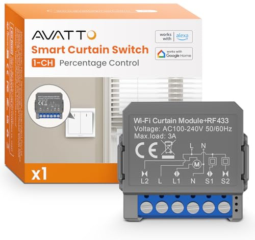 AVATTO Smart Rolladenschalter Modul WIFI + RF mit Prozentfunktion mit Alexa Google Home DIY Elektrische Rolladensteuerung Zeitschaltuhr APP Steuerung für Rolladenmotor Jalousien und Markisen