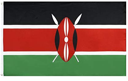 Stormflag Bandiera kenya 3x5ft/90x150cm 90g di poliestere 2 occhielli,1 Occhiello in Ogni Angolo, in metallo e Doppio ago