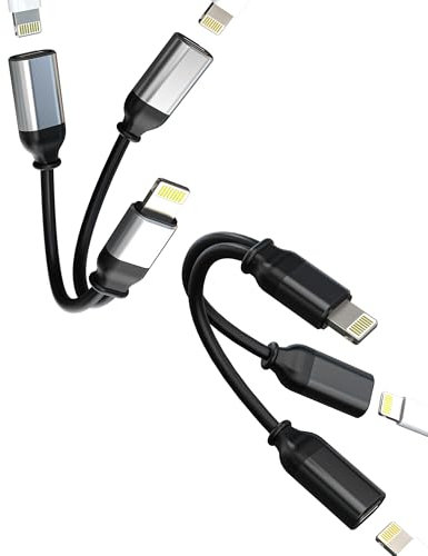 for iPhone Headphone Jack Adaptor (2Pack) Dual Lightning Aux Adapter for Apple iPad Mini 14 13 Pro Max Cable Connector Audio Charger Splitter Earphone Charging Port Dongle Charge Plug Converter