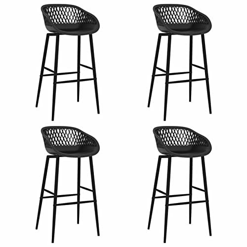 Homgoday Barstühle, 4 Stück, schwarz, Möbelmöbel für den Außenbereich, Gartenmöbel, Terrassenmöbel
