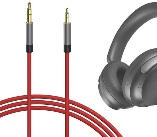 Geekria Cavo audio compatibile con cuffie Bose QuietComfort Ultra, QuietComfort SE, QC 45, QC 35 II, QC 35, QC 25, cavo stereo di ricambio da 3,5 mm a 2,5 mm (rosso, 1,7 m)