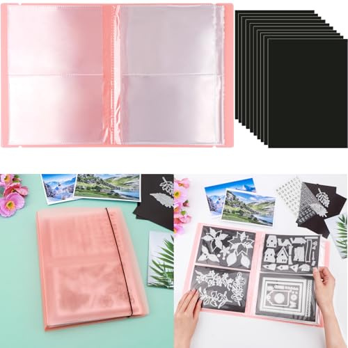 10 Stück 0,3 mm dicke Magnetblätter & 80 Taschen/20 Seiten Aufbewahrungsalbum für Stempel und Stanzformen, Aufbewahrungsbuch, Organizer für Aufbewahrung, Stanzen, DIY, Scrapbooking, Kartenherstellung